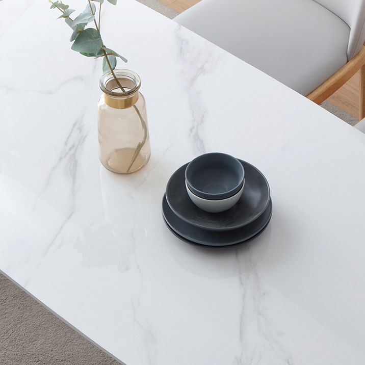 Stone Dining Table Traditional Luxury Dining Table with Solid Wood Base