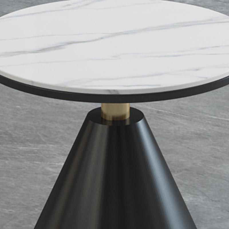 Modern Round Dining Table for Home Glossy Stone Dinette Table with Metal Base