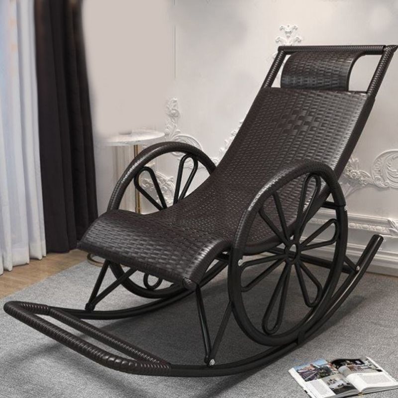 Contemporary Woven Rope Rocker Chair Wicker Rocking Chair for Home Decor