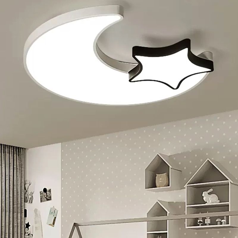 Kids White Flush Mount Light Sky Ver lámpara de techo acrílico para dormitorio infantil
