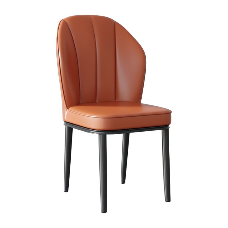 Silla lateral de metal contemporánea, silla sin brazos con respaldo de cojín para comedor