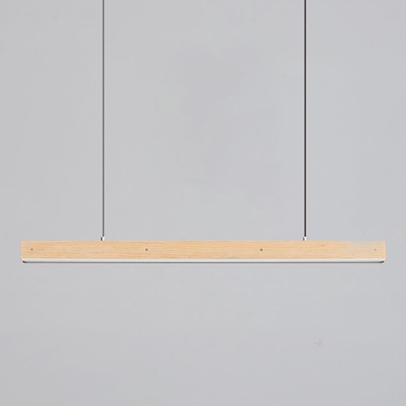 Linear Wood Island Light Fixture Modern Ceiling Pendant Light for Tea Room