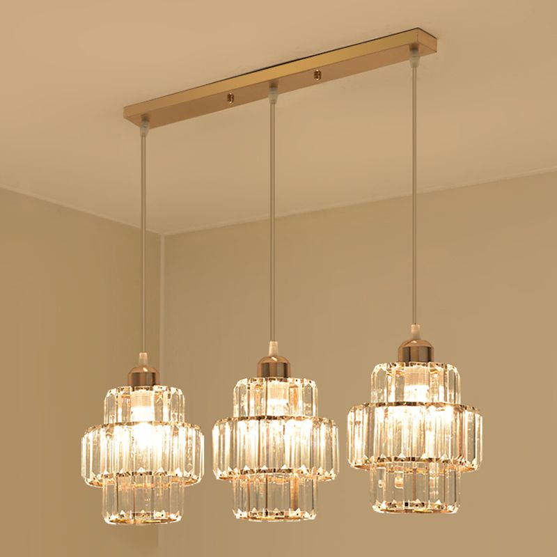 Accesorios de iluminación de la isla de cilindro de estilo moderno Crystal 3 Ideas de iluminación de la isla ligera