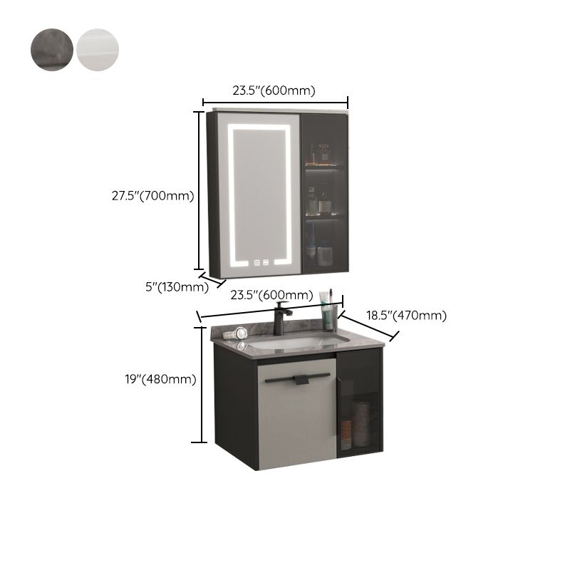 Contemporary Square Sink Cabinet Mirror Cabinet Bathroom Wall Mount Vanity Cabinet