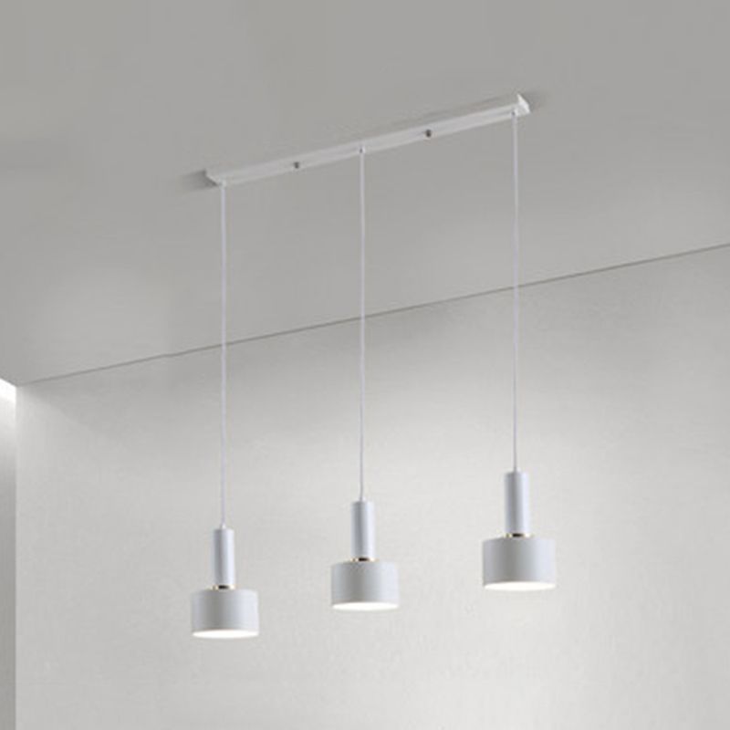 7.87" H 3-Light Modern Cluster Cylinder Kitchen Island Ceiling Light Metal Hanging Light