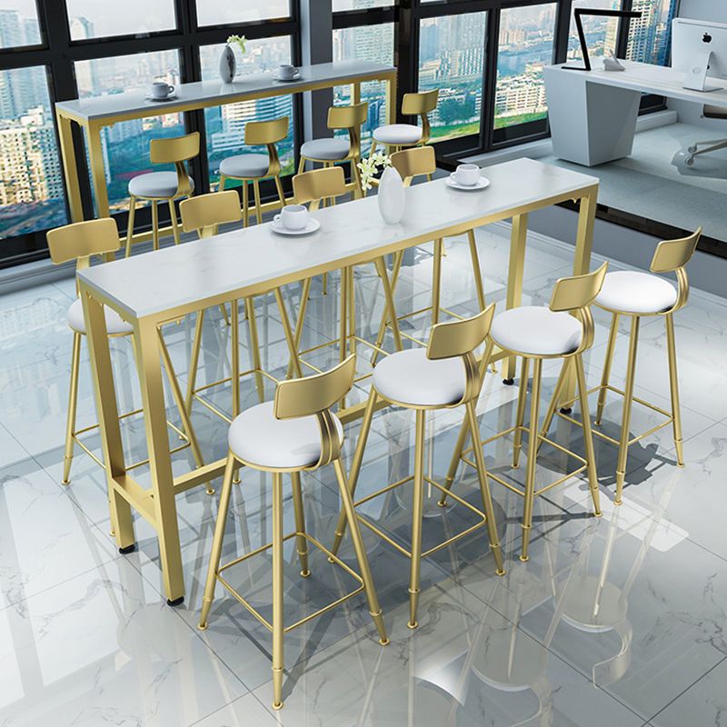 Glam Cushion Bar Stool Backrest Barstool with Gold Metal Legs