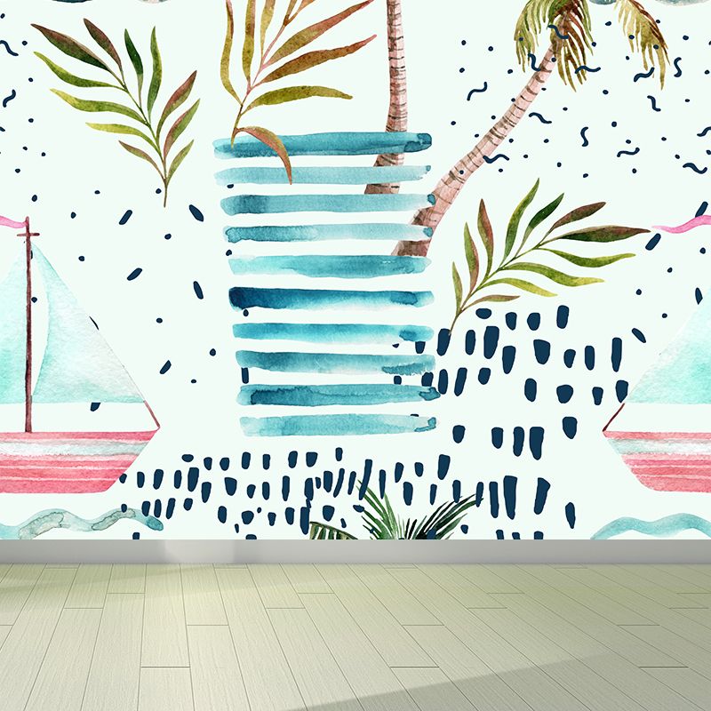 Huge Botanical Mural Wallpaper Moisture Resistant Tropical Living Room Wall Covering