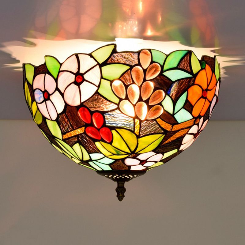 2/3 Lichten Bloem Plafondverlichting Tiffany Messing Metaal Inbouwlamp voor Gang, 12"/16" Breed