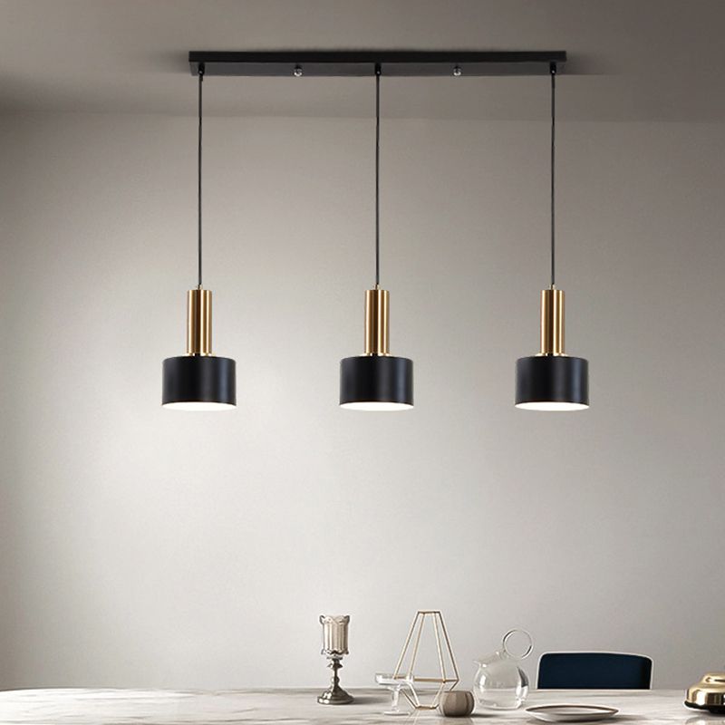 7.87" H 3-Light Modern Cluster Cylinder Kitchen Island Ceiling Light Metal Hanging Light