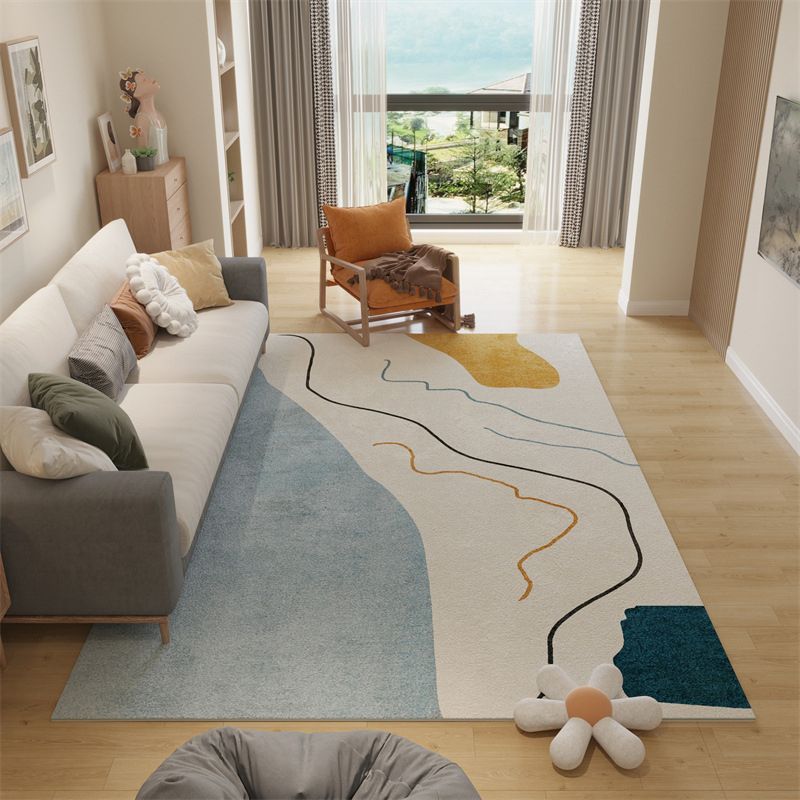 White Nordic Carpet Polyester Graphic Carpet Stain Resistant Carpet for Living Room