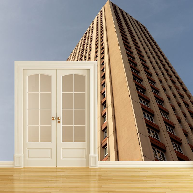 Modern Architecture Mural Decal Water Resistant Decor for Meeting Room