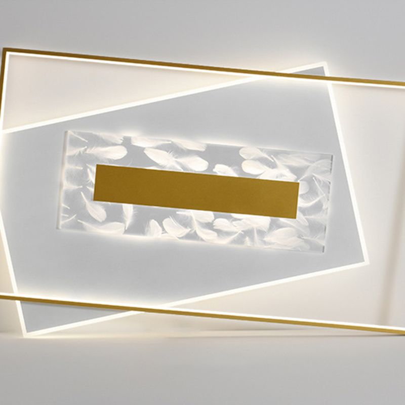 Geometric Shaped LED Flush Lamp Simplicity Acrylic Living Room Ceiling Light in Gold