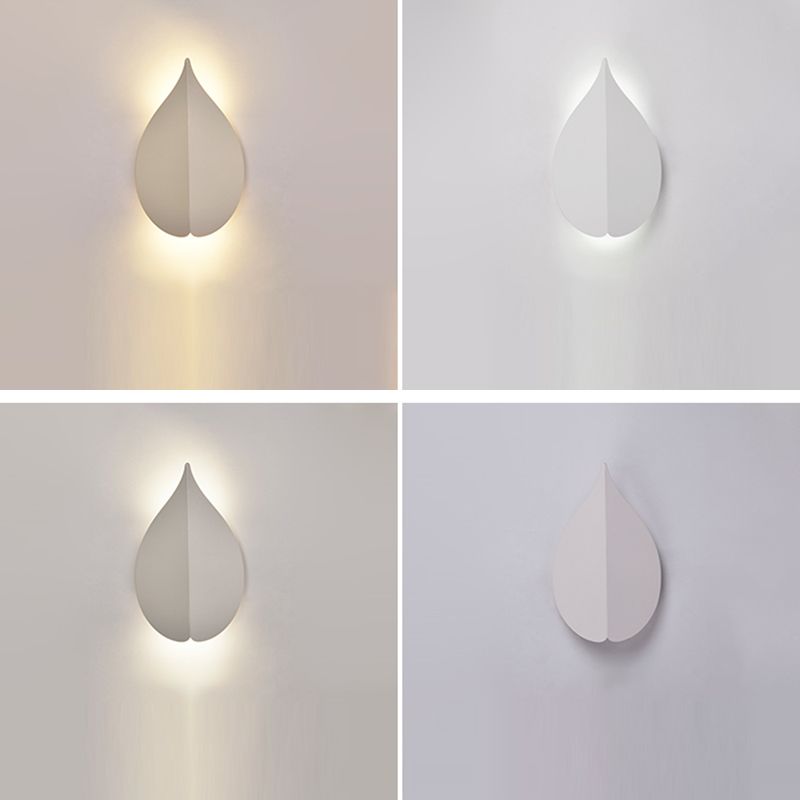 Modern Minimalist Style Leaf-shaped Flush Mount Wall Sconce Metal Wall Mount Light Fixture for Bedroom