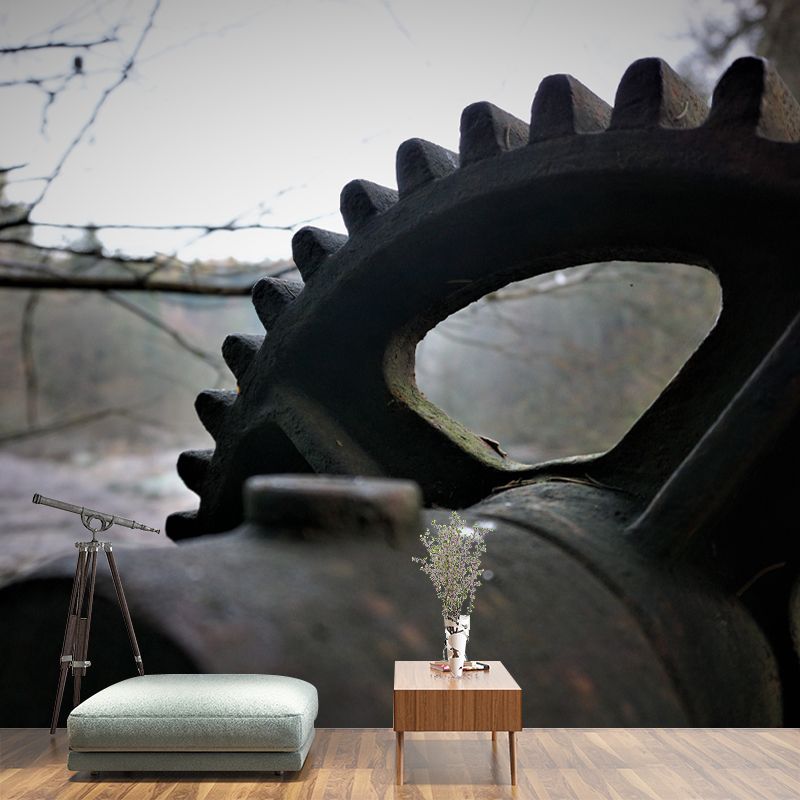 Metal Gear Wall Mural Removable Wallpaper for Living Room Decor, Water Resistant