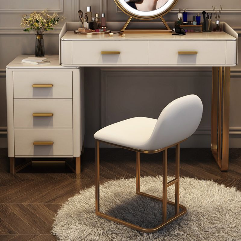 Black/White Make-up Vanity Luxurious Stone Top Dressing Table