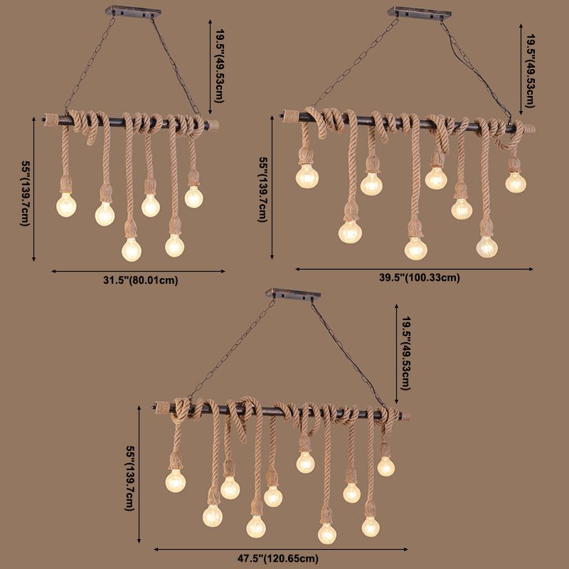 Bulb esposto Isola lampadario Luci industriali Fissature del lampadario per lampadario per tavolo da pranzo