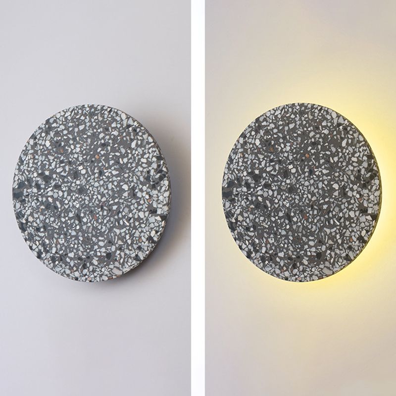 Modernist Sconce Lighting Circular Stone Wall Lamp for Living Room