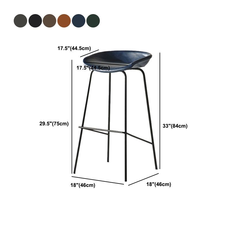 Contemporary Matte Finish Leather Barstool Low Back Coffee Shop Stool