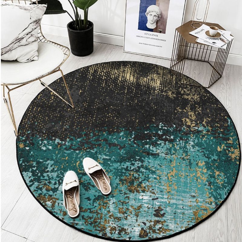 Bold Round Carpet Modern Abstract Carpet Washable Polyester Rug with Non-Slip Backing