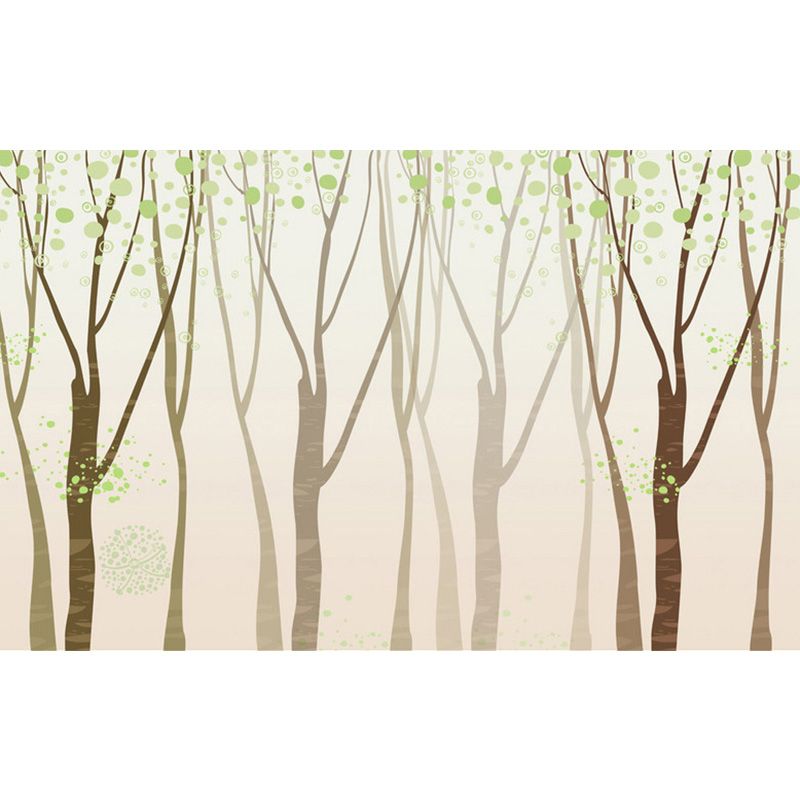 Whole Misty Forest Wall Covering for Office Fantasy Leaf Mural Wallpaper in Brown, Stain-Resistant