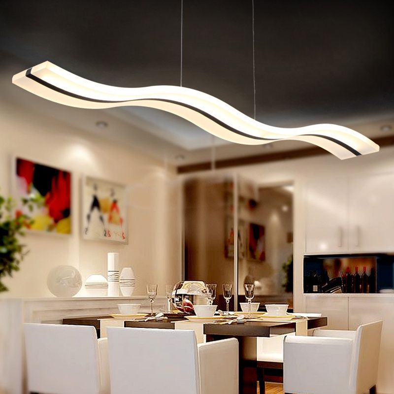 Liquid Flow Island Light Fixture Simplicity Acrylic White LED Pendant Lighting for Dinner