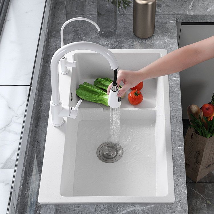 Contemporary Style Kitchen Sink Quartz Kitchen Sink in White