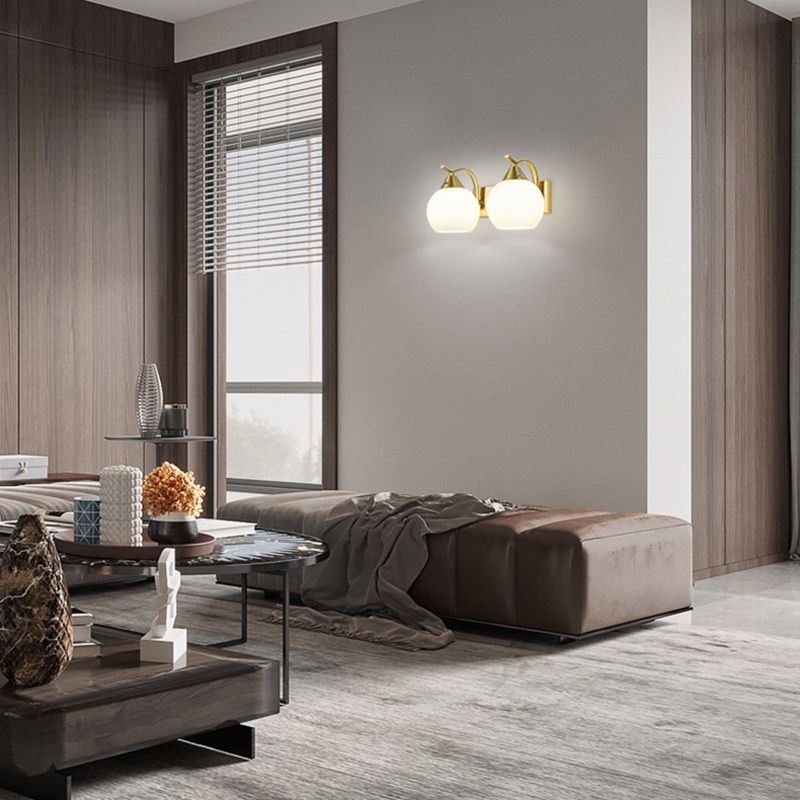 Glass Global Sconce Light Fixture Simplicity Style Gold Wall Lighting Fixture for Living Room