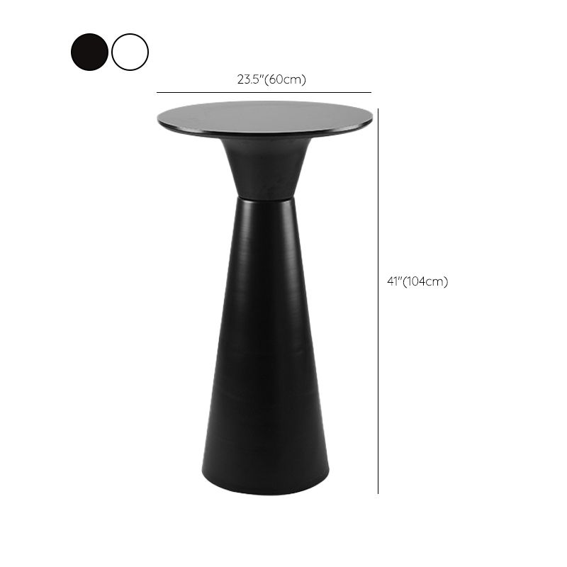 Contemporary Round Bar Height Table Metal Base Bar Table in Black and White