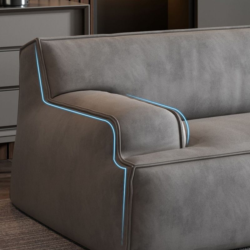 Standard Contemporary Tight Back Recessed Arm Sofa Couch in Grey