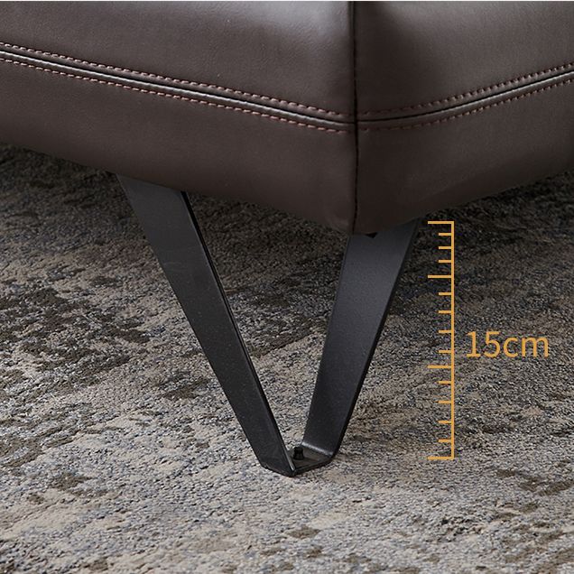 Living Room Black Leather Chaise Pillow Top Arms Modern Chaise Lounge