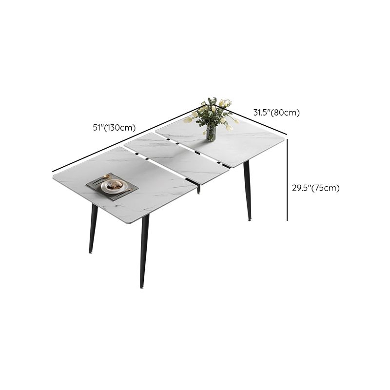 Modern Simple Dining Table Sintered Stone Dinner Table with Metal Legs