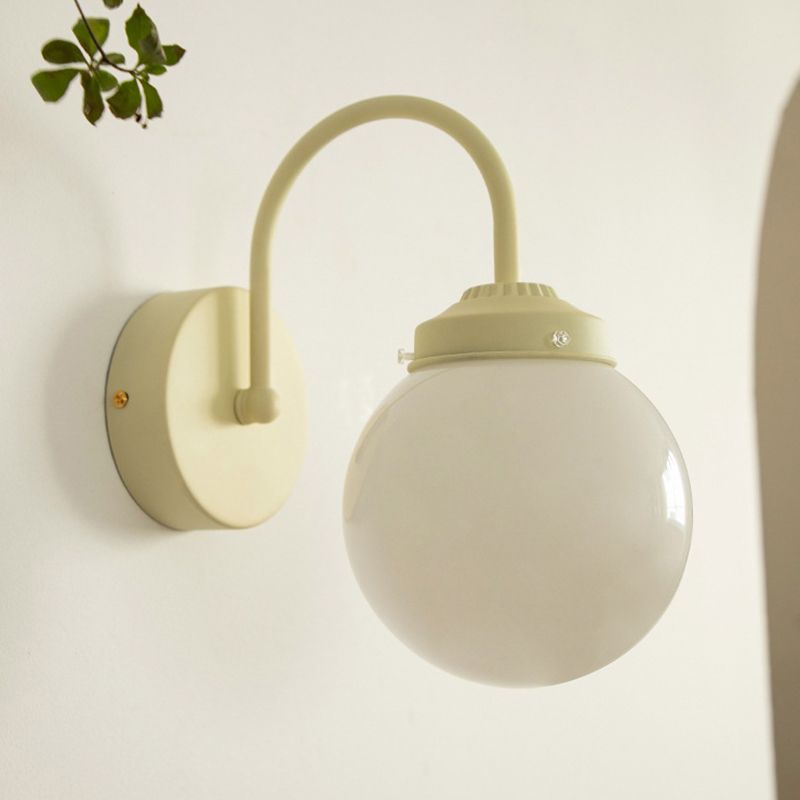 Household Wall Light Fixture Metallic Wall Light Sconce with Glass Shade for Bedroom