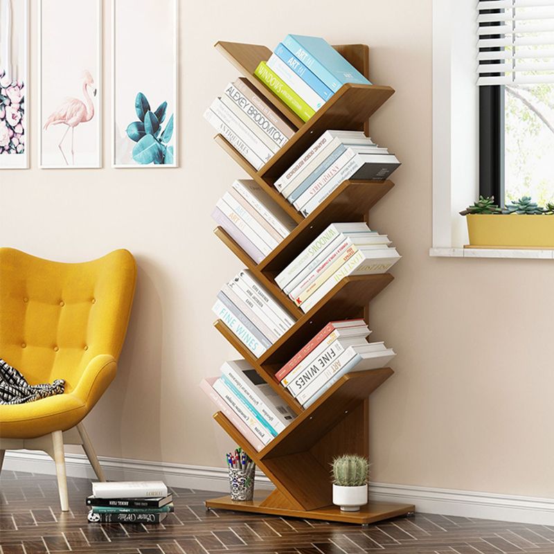 Vertical Contemporary Bamboo Bookcase Closed Back Bookshelf for Home Use