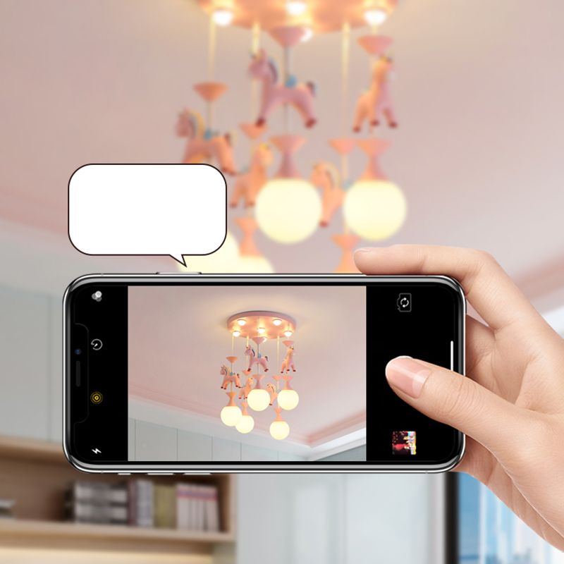 Multi Light Spherical Hanging Pendant Modern Macaron Style Glass Hanging Lighting