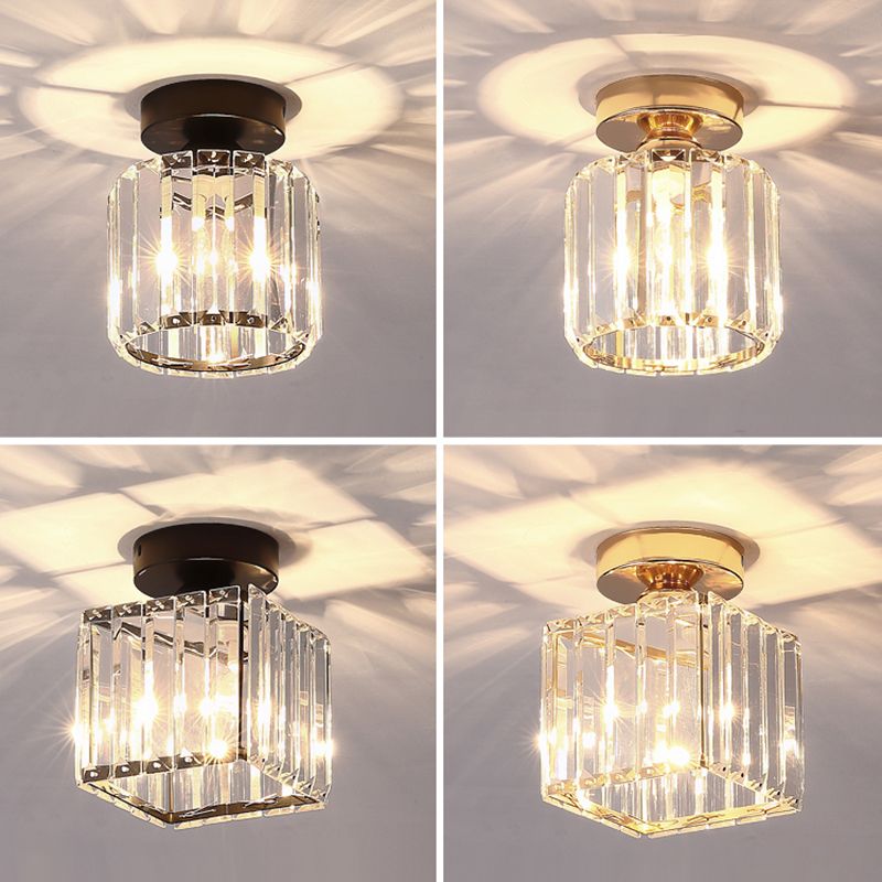 Modern Ceiling Light Minimalist Flush Mount Ceiling Light Fixture with Crystal Shade