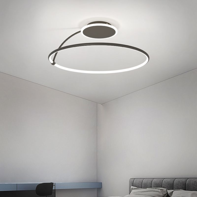 Nordic Metal Ceiling Light Circle 2 Lights Flush Mount Ceiling Light for Bedroom