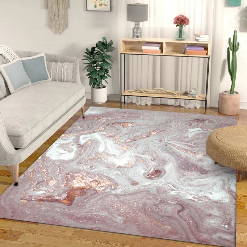 Unique Watercolor Pattern Rug Pink Novelty Rug Polyester Washable Anti-Slip Backing Carpet for Living Room