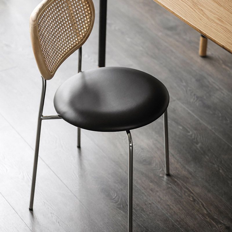 Faux Leather Side Chair Nordic Open Back Side Chair for Home