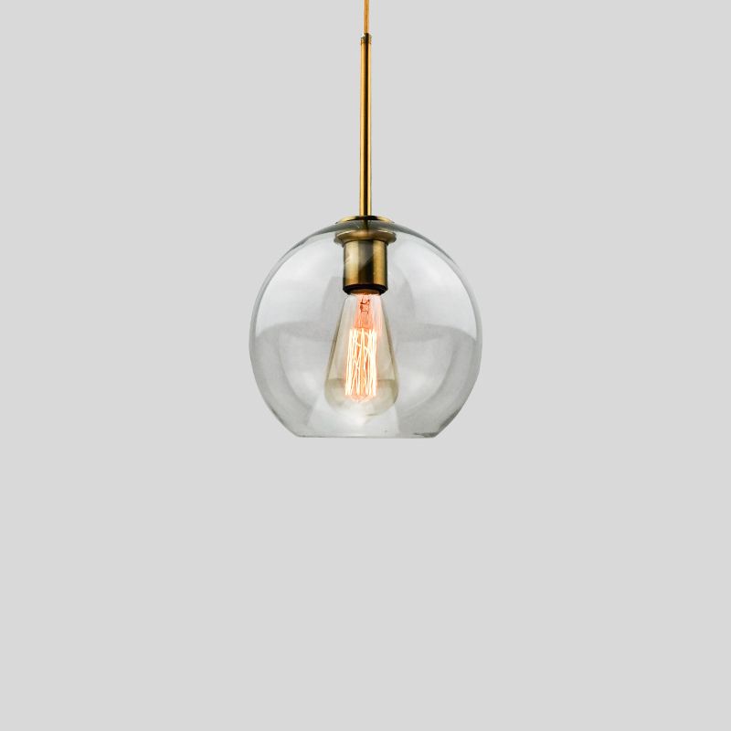Modern Concise Globe Pendant Light Electroplate Copper Hanging Lamp with Glass Shade