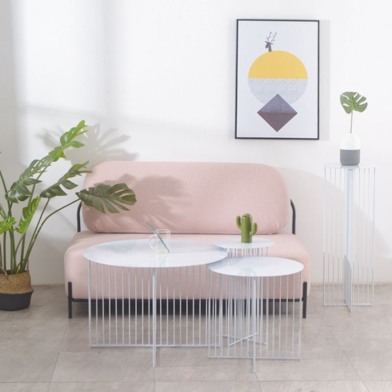 Mid-Century Modern Iron Coffee Table Metal Round Frame Cocktail Table