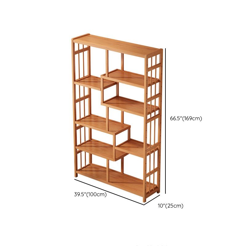 Contemporary Bookcase Open Shelf Bamboo Vertical Shelf Bookcase