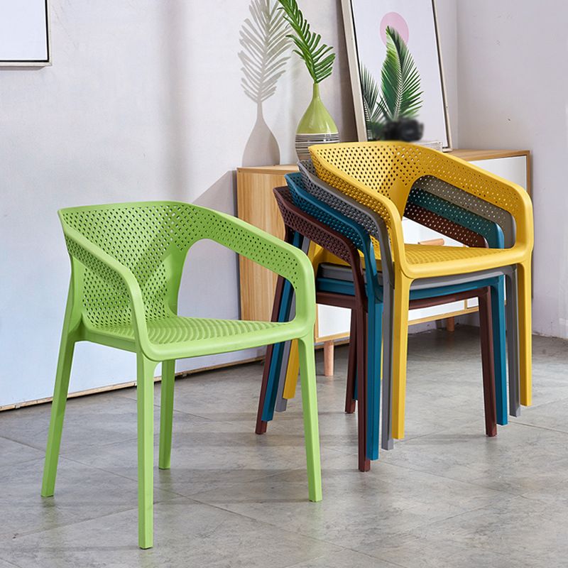 Plastic Scandinavian Dining Kitchen Room Arm Chair Solid Back Chair
