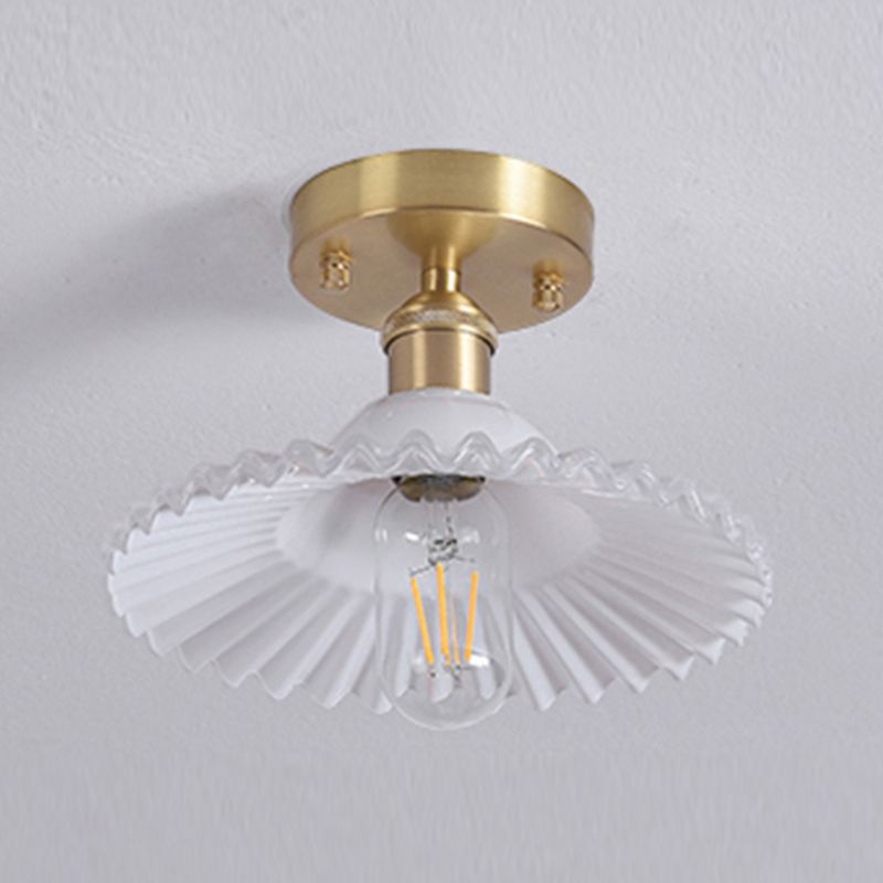 Shaded Glass Semi Flush Mount Light Fixture Nordic Style Brass Semi Flush Light Fixture