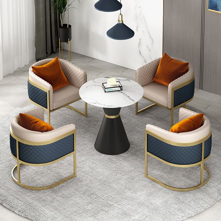 White Stone Dining Set for Kitchen 1/2/5 Pieces Modern Round Table Set