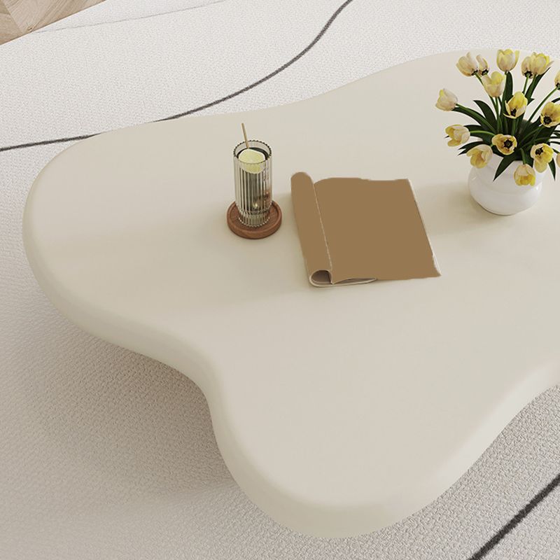 Nordic Wooden 4 Legs Coffee Table, Wooden Cloud Cocktail Table in White/Black/Beige