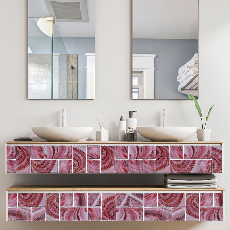 Whirl Pattern Marble Wallpapers Contemporary Smooth Adhesive Wall Art in Purple-Pink