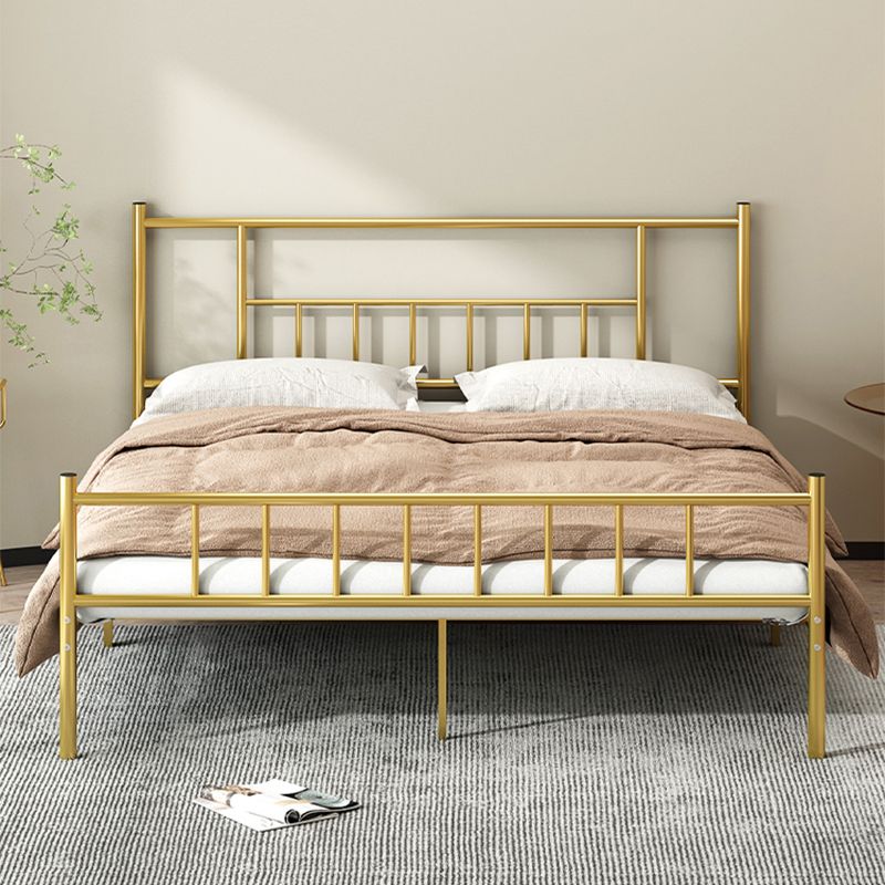 Iron Bde with Rectangular Headboard and Metal Legs in Solid Color