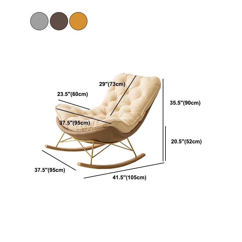 37.4" x 41.3" x 35.4" Rocker Chair Suede and Metal with Seat Cushion Rocker Wingback