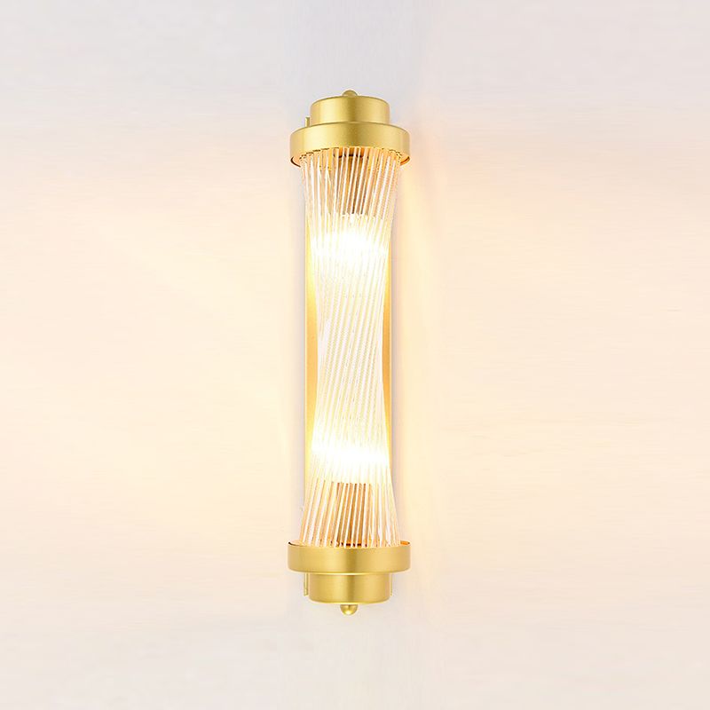 Postmodern Glass Wall Light Cylinder Gold 20" High Wall Sconce for Living Room