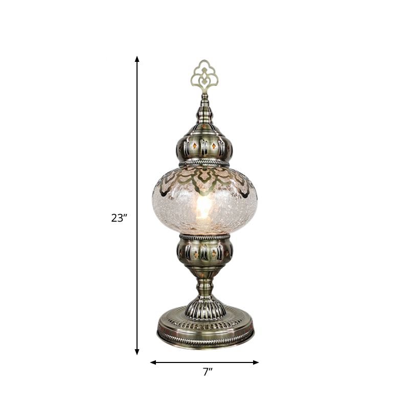 Bronze 1 Light Desk Lamp Bohemian Crackle Glass Oval/Globe Night Table Light for Living Room